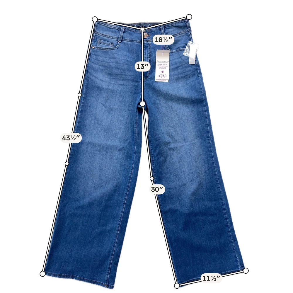 Gloria Vanderbilt Shape Effect Tummy Sculpt Wide Leg Jeans Blue Size 12 NWT - Picture 3 of 8